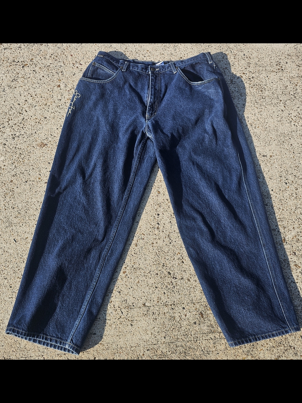 Sean John Baggy Carpenter Jeans Dark Wash Embroidered Logo Size 40 Y2K
